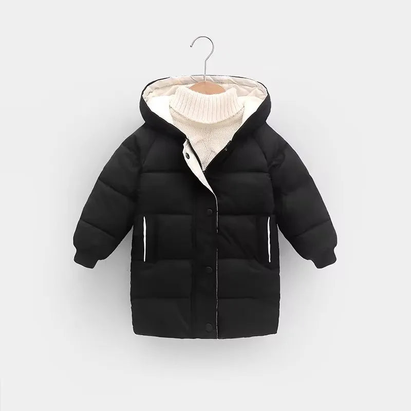Boys Cotton Down Coats, Winter Hooded Jackets, Large Fur Collar, Casual Parkas