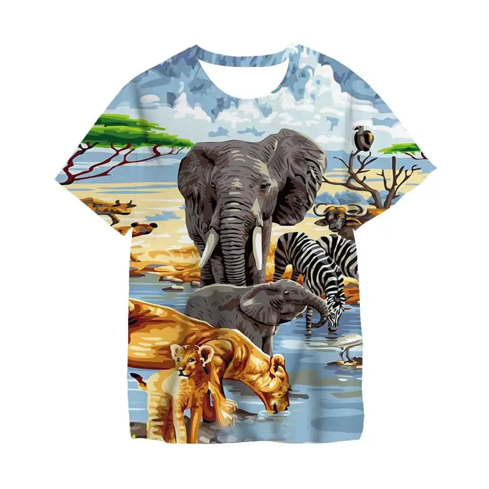 Kids Dinosaur T-Shirt, Summer Short Sleeve Tee, Boys & Girls