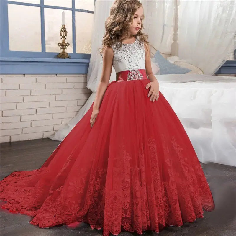 Red Christmas Dress for Girls, Formal Pageant Gown (Kids & Teens)