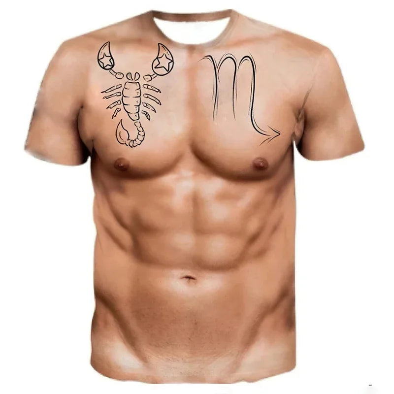 Muscle Simulation 3D Print T-Shirt | Summer Fashion Tee