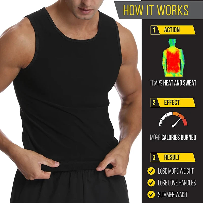 Men's Sweat Vest Sauna Suit Slimming Body Shaper Workout Tank Top