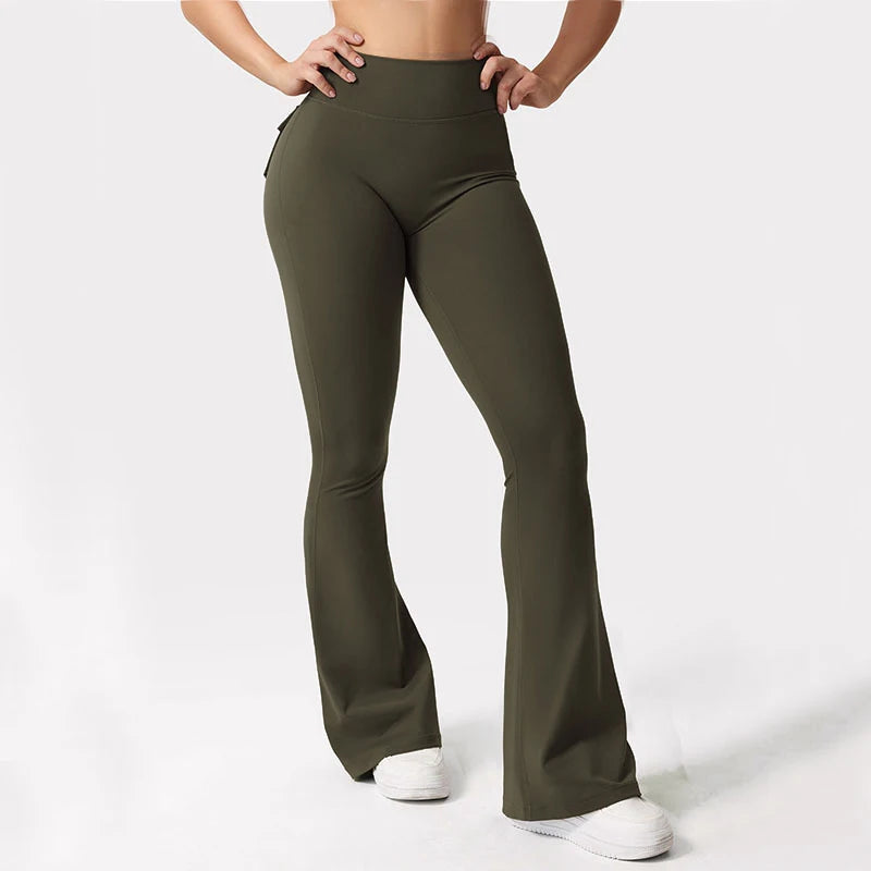 Women’s Wide Leg Yoga Leggings, High Stretch Compression Pants with Pockets