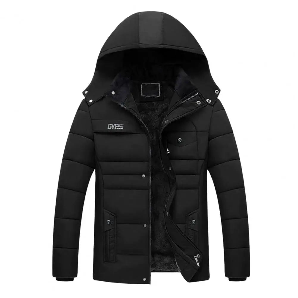 Men’s Hooded Padded Winter Coat, Thermal Windbreaker Jacket