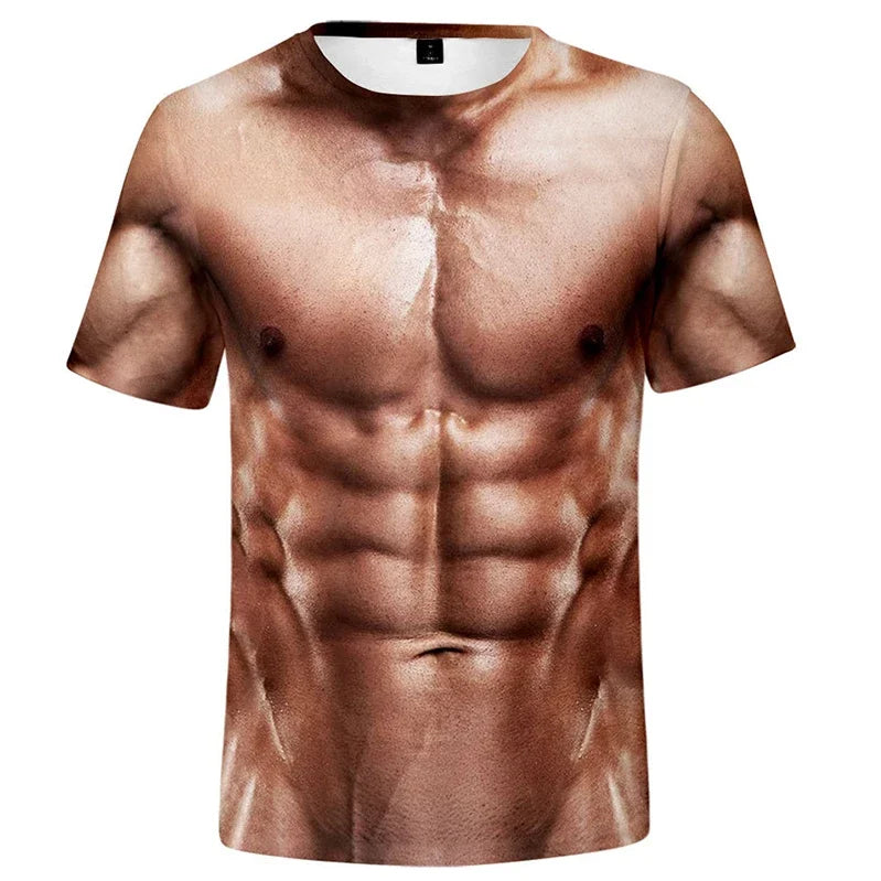Muscle Simulation 3D Print T-Shirt | Summer Fashion Tee
