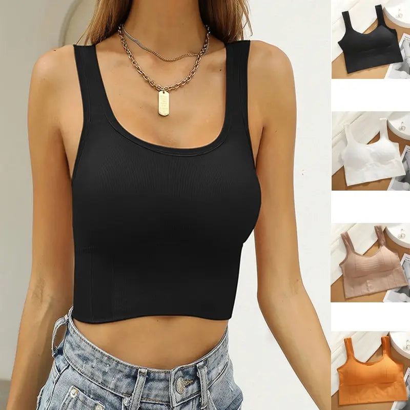 Breathable Anti-Sweat Sports Bra, Seamless Yoga Crop Top, Shockproof Push-Up Gym Workout Top
