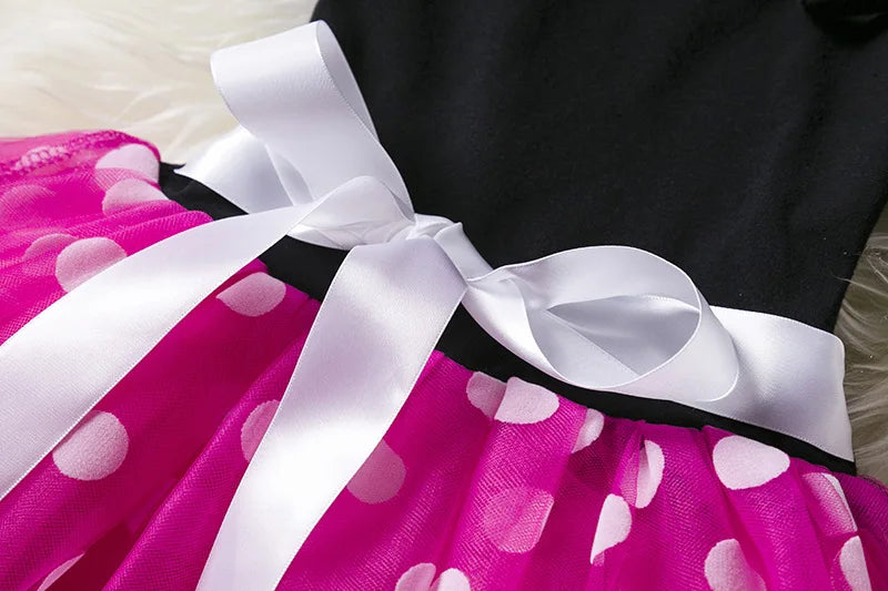 Mickey Minnie Mouse Kids Dress, Polka Dot Princess Party Costume for Girls (1-6Y)