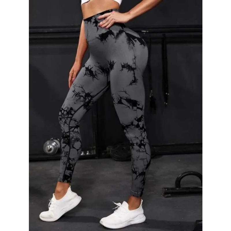 Seamless High Waist Tie Dye Leggings, Fitness Yoga Pants, Hip Lifting Elastic Tights