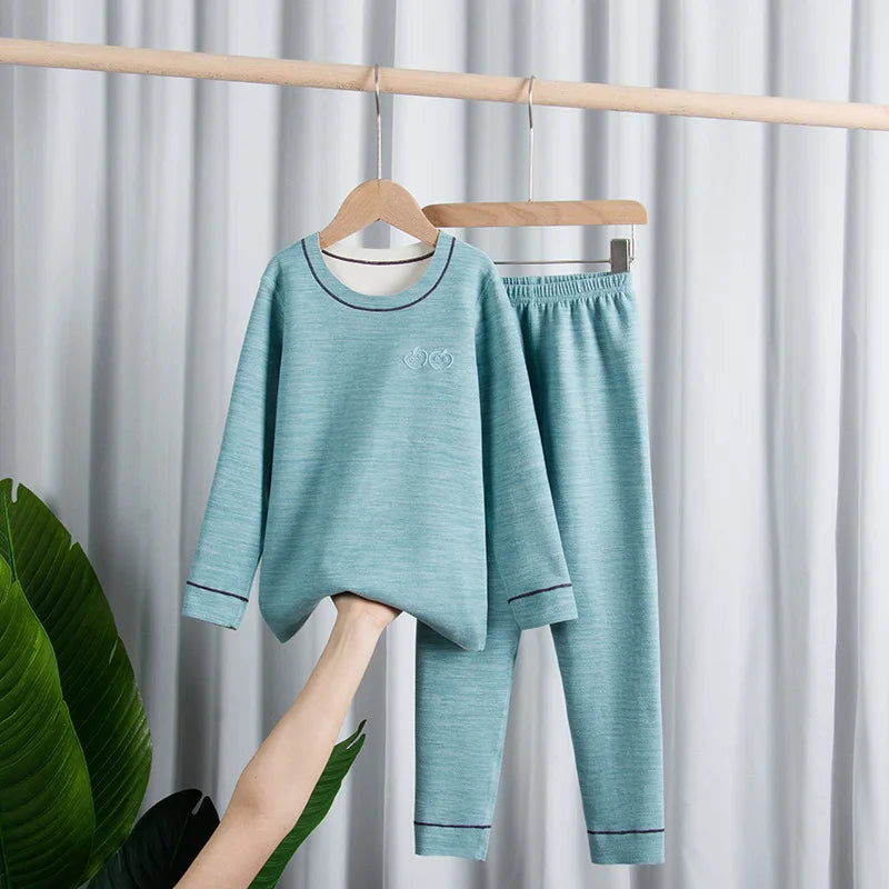 Children's Thermal Underwear Set, Fleece Cotton Long Johns for Boys & Girls