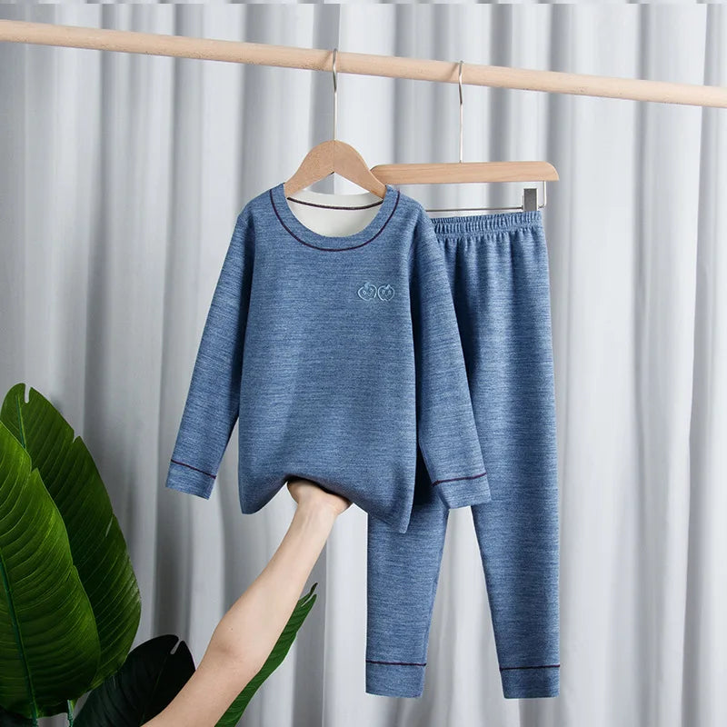 Children's Thermal Underwear Set, Fleece Cotton Long Johns for Boys & Girls