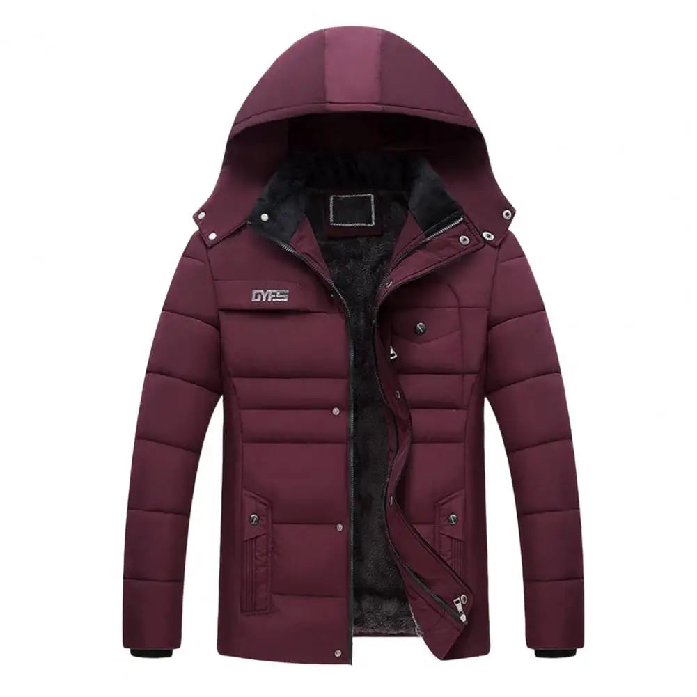Men’s Hooded Padded Winter Coat, Thermal Windbreaker Jacket