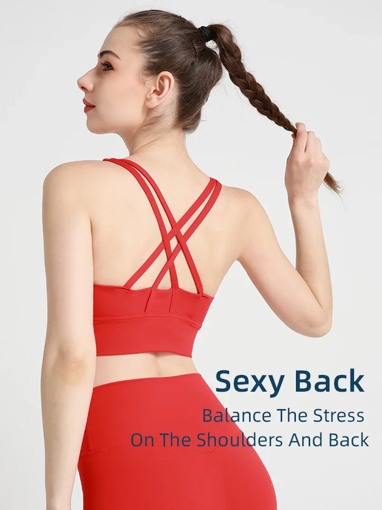 Summer Women’s Sexy Sports Bra, Cross Back Breathable Yoga Bra
