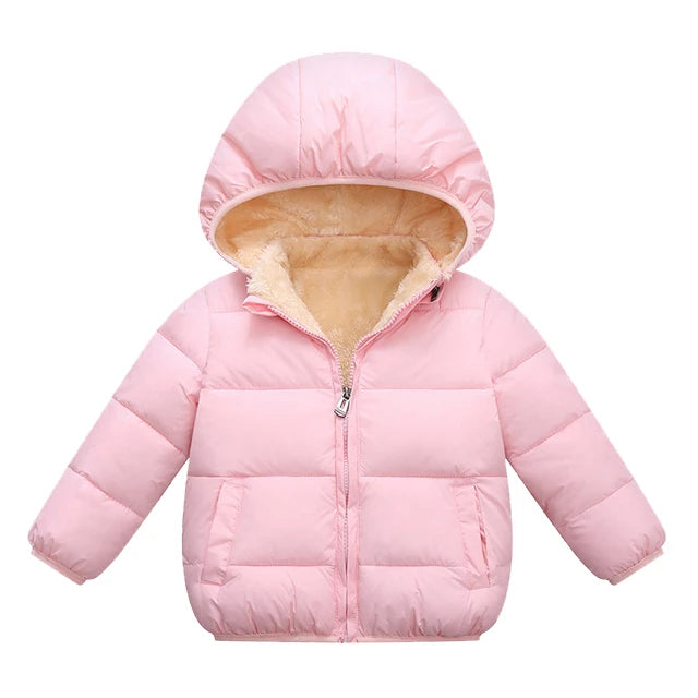 Baby Winter Coats, Thick Jackets for Boys & Girls, Plush Fur Hooded Snowsuit