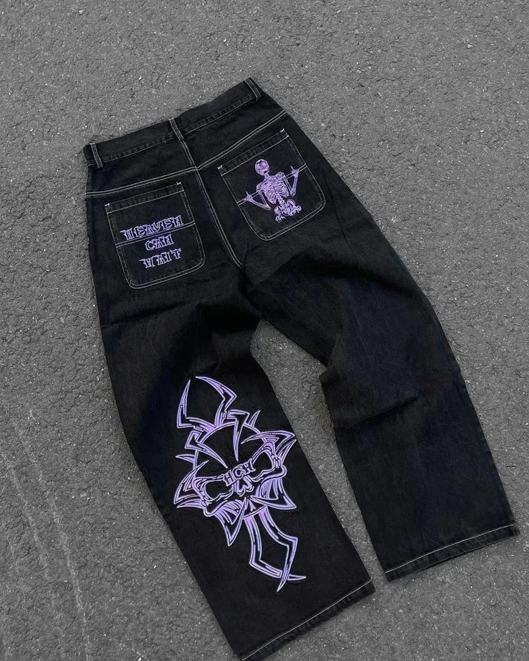 Y2K Loose Straight Jeans, Vintage Oversized Wide-Leg Unisex Pants
