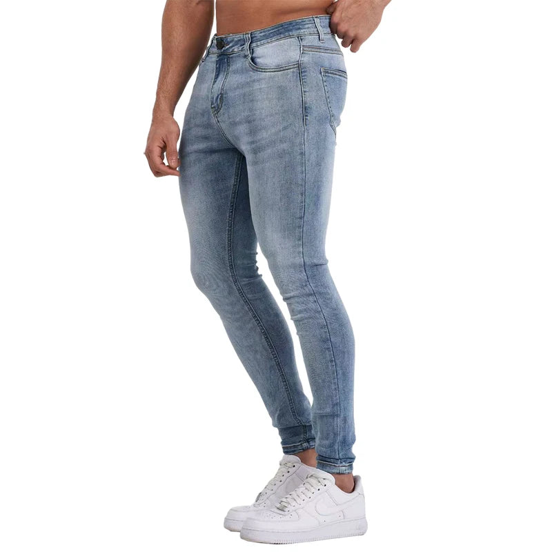 Men's Skinny Stretch Jeans | Solid Color Casual Denim Pants