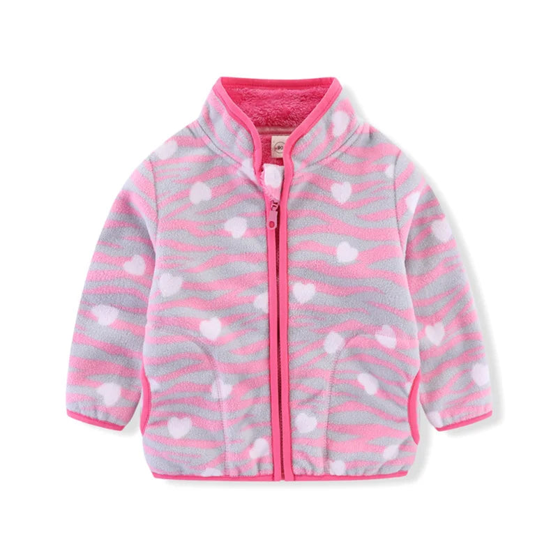 Jumping Meters Girls Fleece Jackets, Winter & Autumn Baby Coats with Flowers