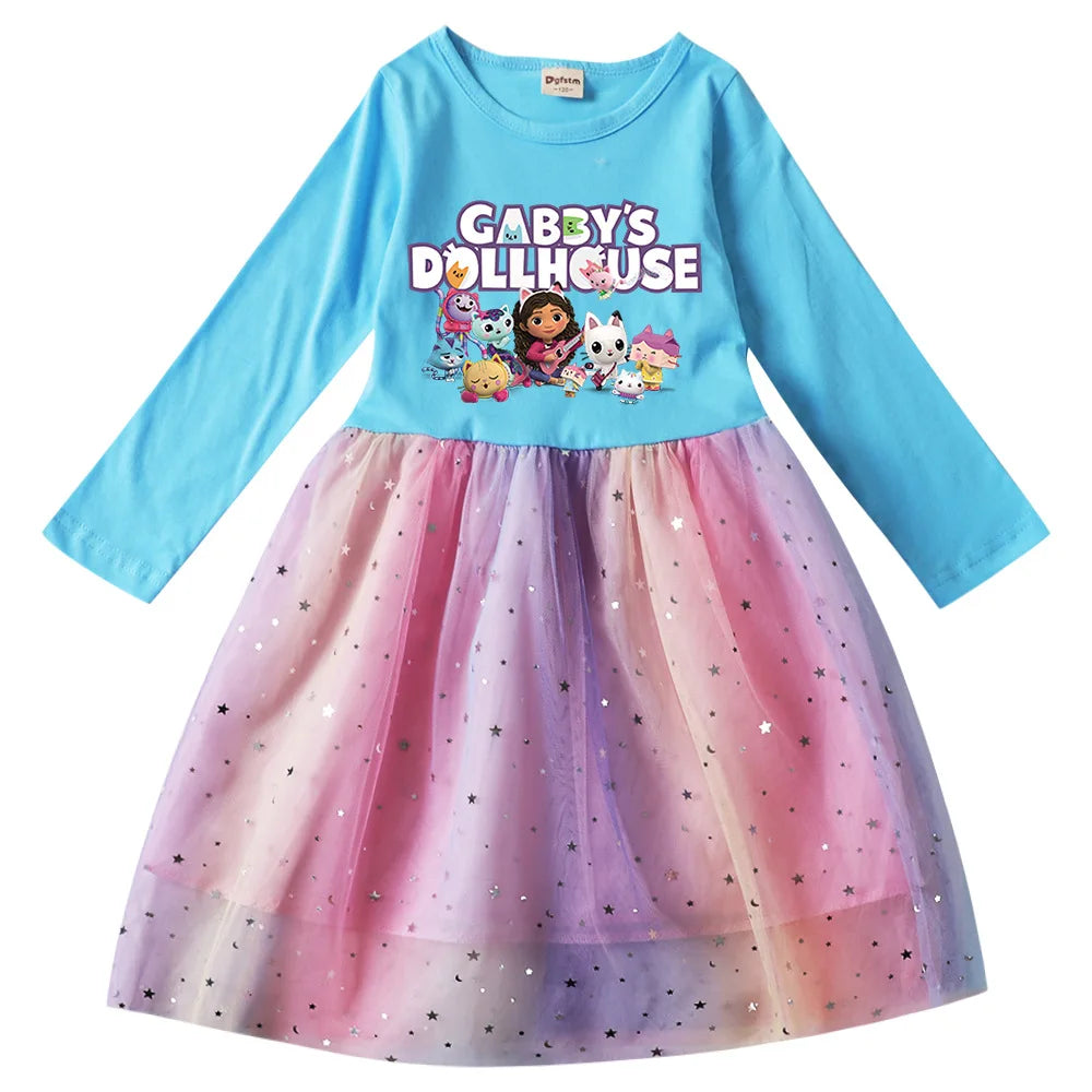 Gabby's Dollhouse Dress, Baby Girls Long Sleeve Sequin Party Dress