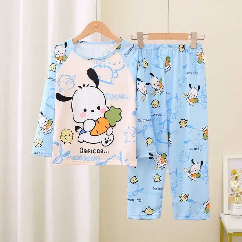 Autumn Kids Pajama Set, Milk Silk Long Sleeve Sleepwear