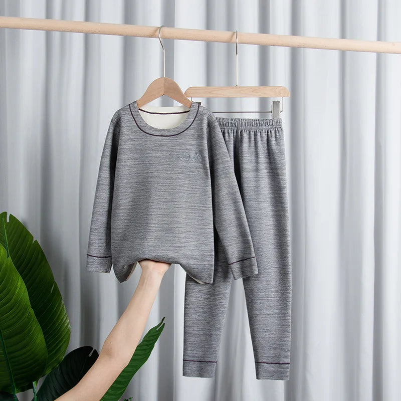 Children's Thermal Underwear Set, Fleece Cotton Long Johns for Boys & Girls
