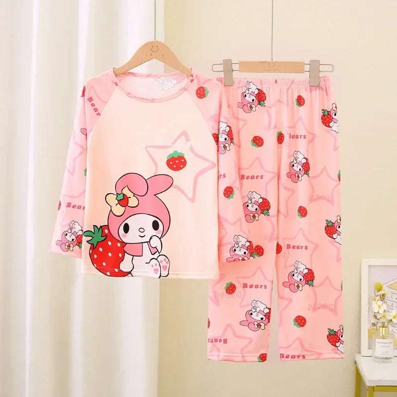 Autumn Kids Pajama Set, Milk Silk Long Sleeve Sleepwear