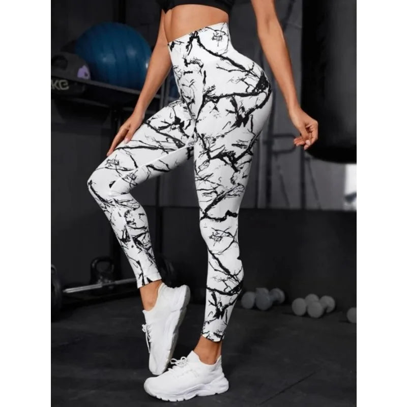 Seamless High Waist Tie Dye Leggings, Fitness Yoga Pants, Hip Lifting Elastic Tights