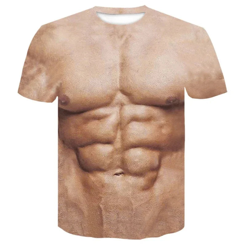 Muscle Simulation 3D Print T-Shirt | Summer Fashion Tee
