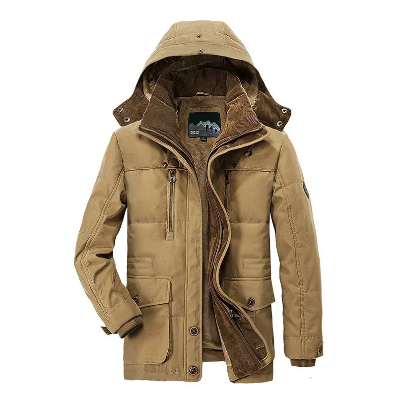 Winter Men’s Cashmere Parka, Thicken Warm Jacket, High Quality