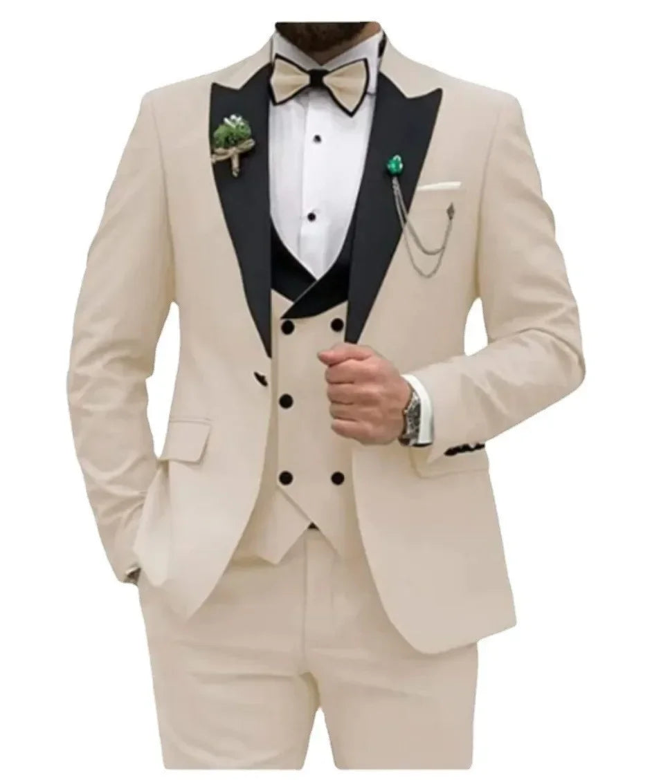 Casual 3-Piece Men's Suit Groom & Best Man Wedding Outfit