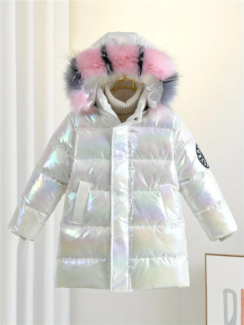 -30℃ Winter Girls Padded Jackets, Waterproof Hooded Coats for Kids (5-14 Years)