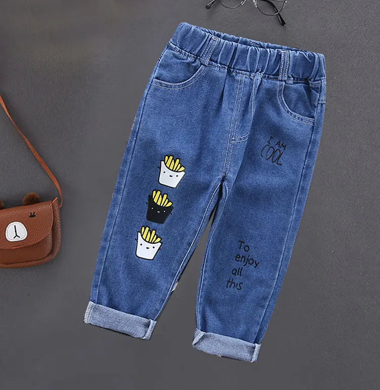 Spring Autumn Kids Boys Stretch Denim Jeans, Cotton Splice Ripped Pants