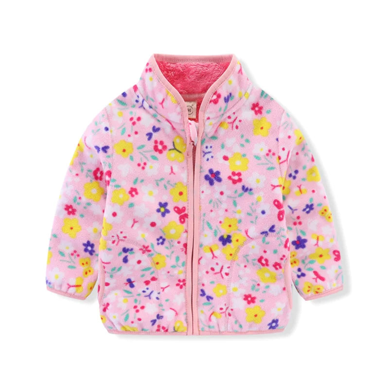 Jumping Meters Girls Fleece Jackets, Winter & Autumn Baby Coats with Flowers