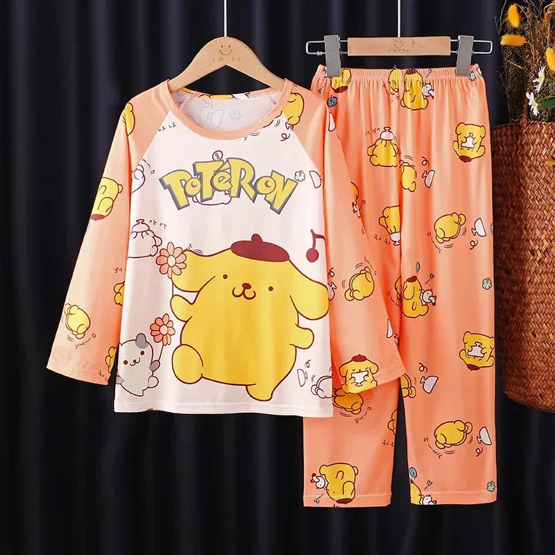 Autumn Kids Pajama Set, Milk Silk Long Sleeve Sleepwear