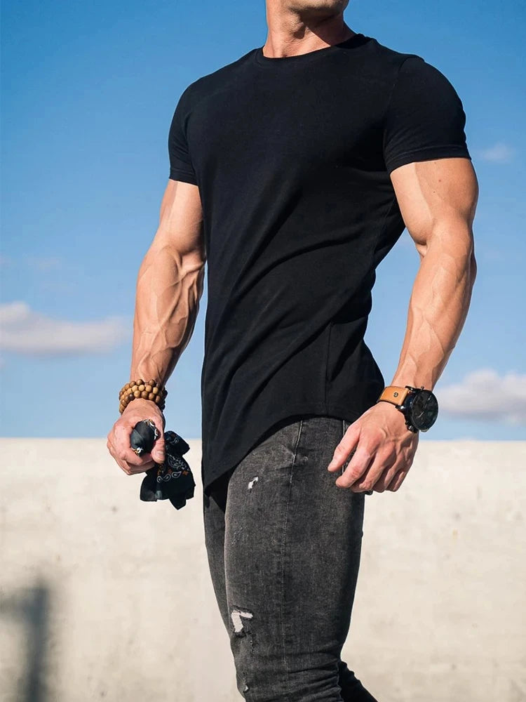 Muscle Fit Workout T-Shirt Summer Athleisure Gym Tee for Men