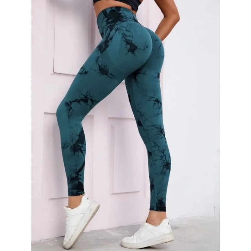 Seamless High Waist Tie Dye Leggings, Fitness Yoga Pants, Hip Lifting Elastic Tights