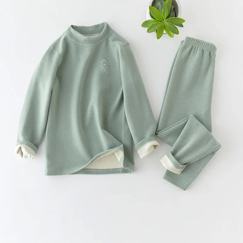 Children's Thermal Underwear Set, Fleece Cotton Long Johns for Boys & Girls