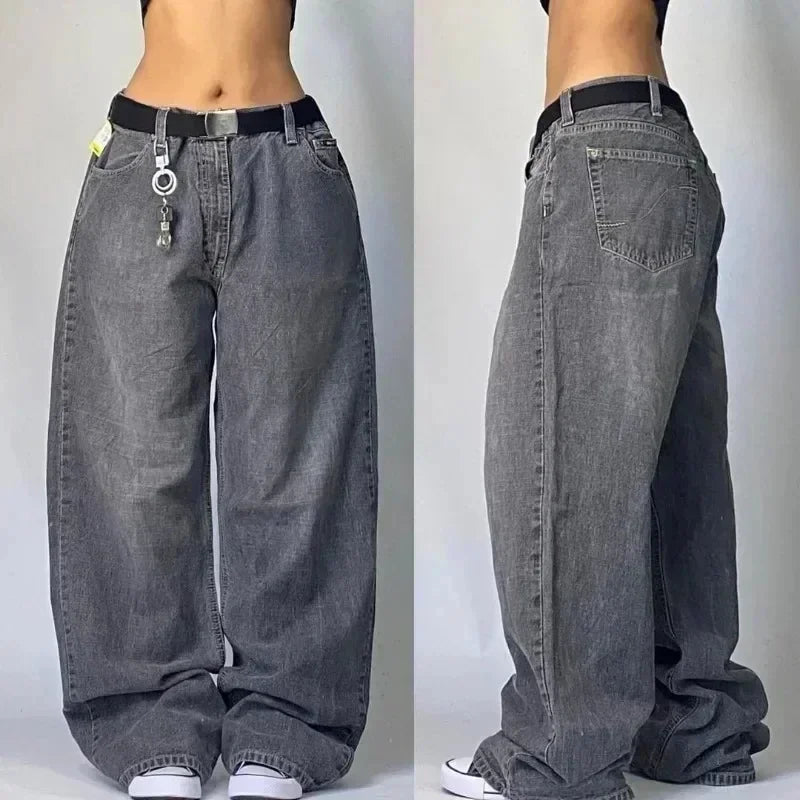 Y2K Loose Straight Jeans, Vintage Oversized Wide-Leg Unisex Pants