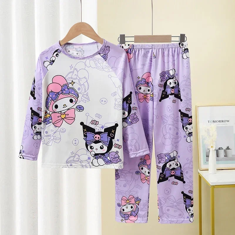 Autumn Kids Pajama Set, Milk Silk Long Sleeve Sleepwear