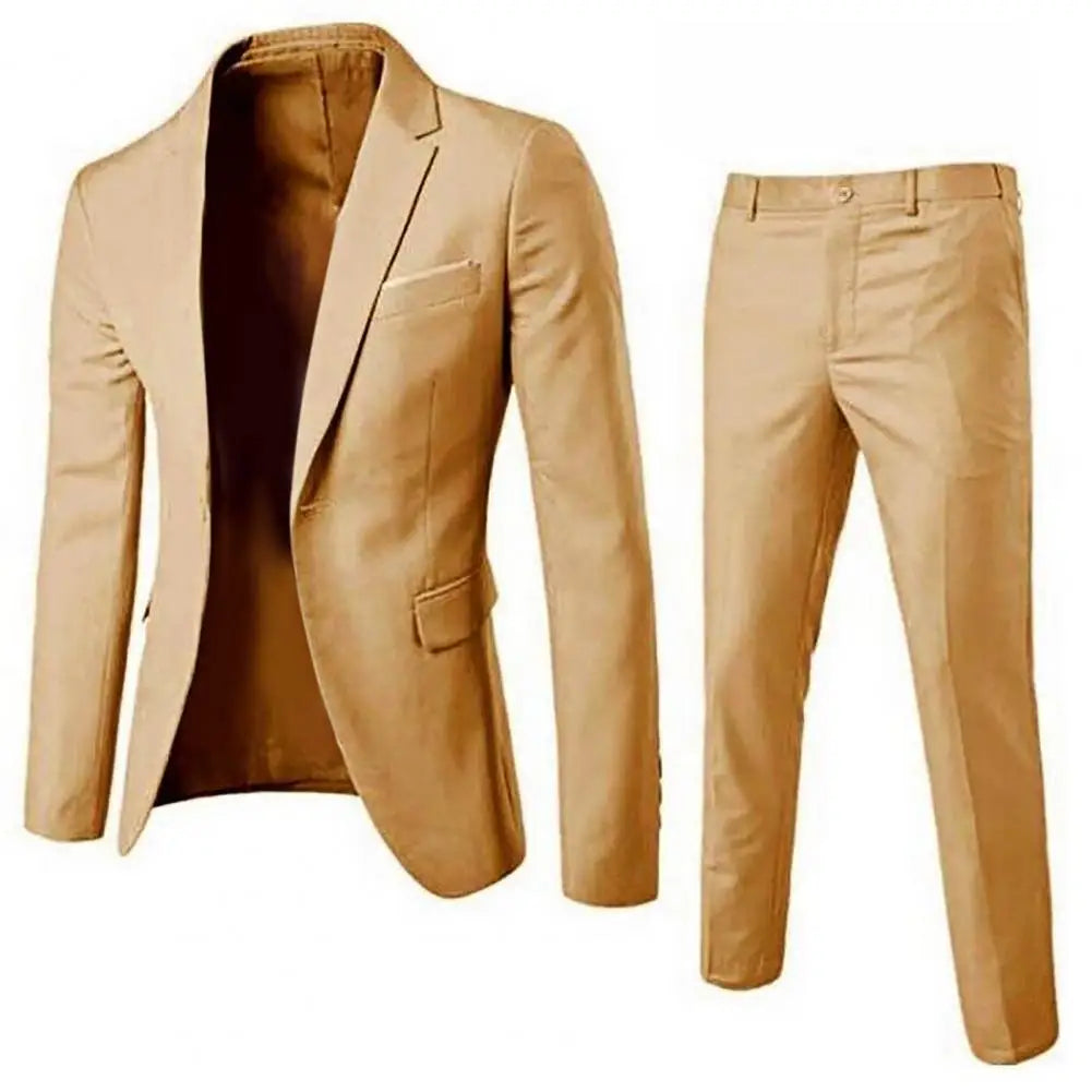 Men's 2-Piece Blazer & Pants Suit Slim Fit Wedding & Business Wear