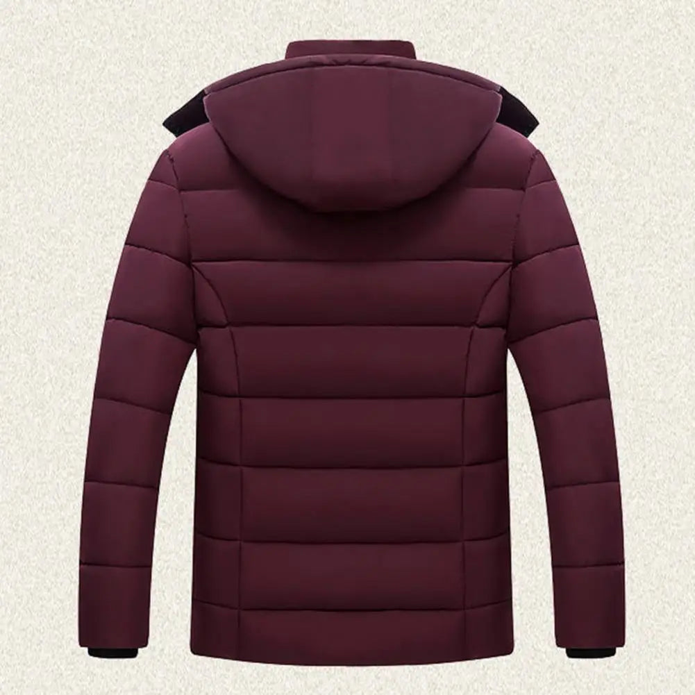 Men’s Hooded Padded Winter Coat, Thermal Windbreaker Jacket