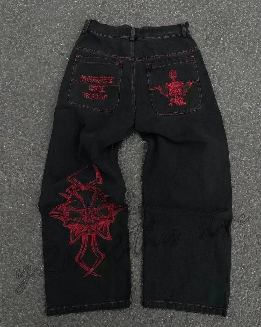 Y2K Loose Straight Jeans, Vintage Oversized Wide-Leg Unisex Pants