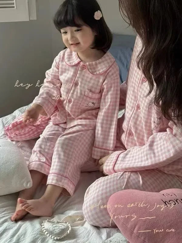 Baby Girls Hello Kitty Pajama Set, Plaid Long Sleeve Top & Pants Sleepwear
