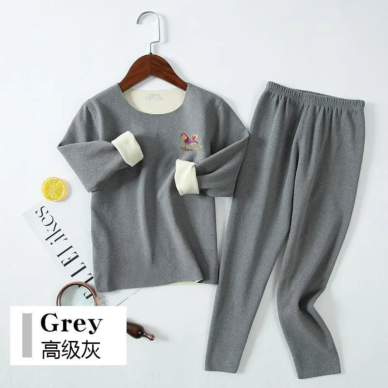 Children's Thermal Underwear Set, Fleece Cotton Long Johns for Boys & Girls