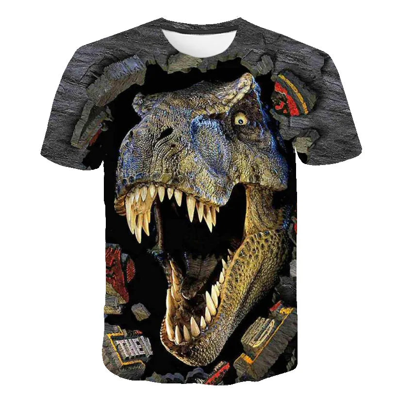 Kids Dinosaur T-Shirt, Summer Short Sleeve Tee, Boys & Girls