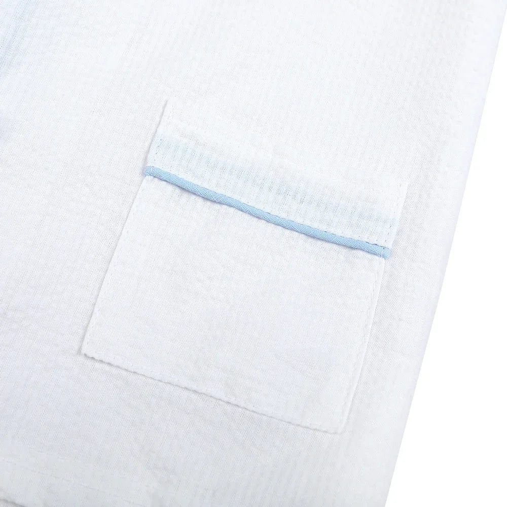 Summer Kids Pajama Set, Cotton Seersucker Matching Sleepwear for Boys & Girls