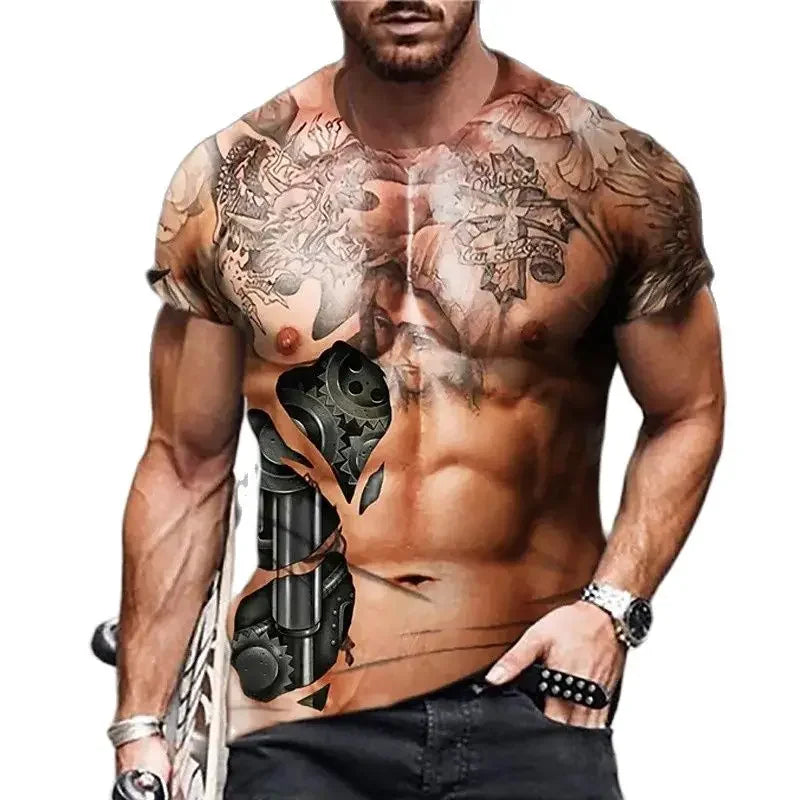 Muscle Simulation 3D Print T-Shirt | Summer Fashion Tee
